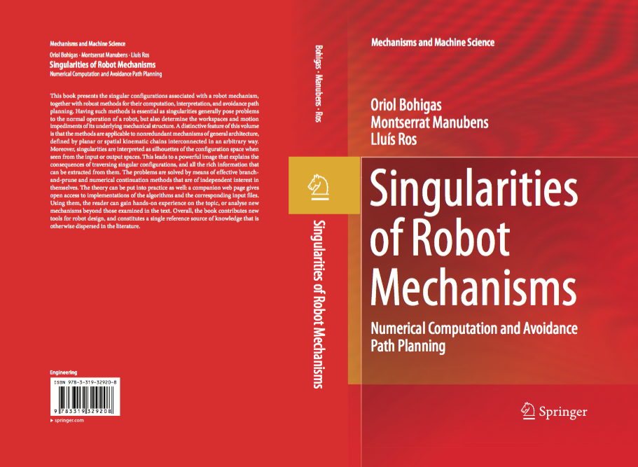 Cover of our book "Singularities of Robot
            Mechanisms"